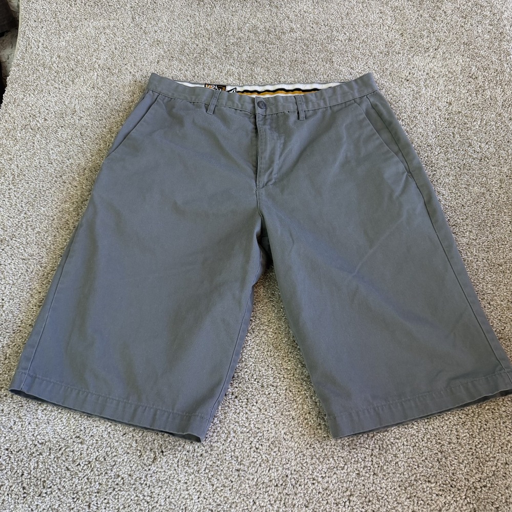 Y2K Volcom Chino Shorts Mens 34 Gray Friggin Skate Surf Pockets Casual